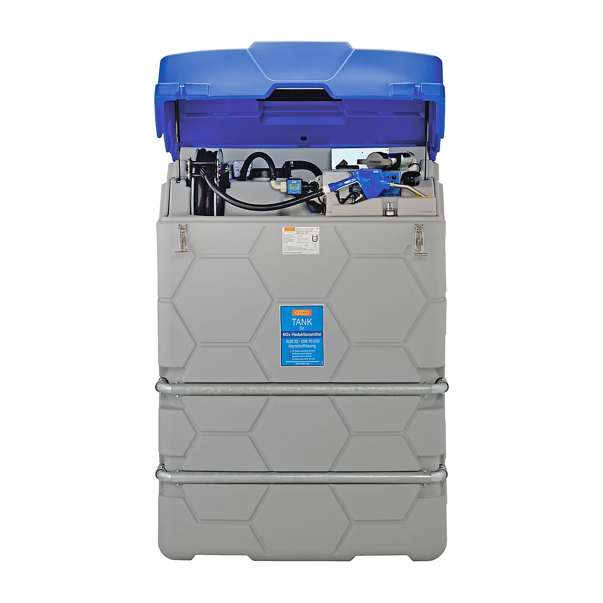 Réservoir à AdBlue CUBE, système complet, diff. tailles, 1500 L, protection antidébordement, pompe électrique de 230 V