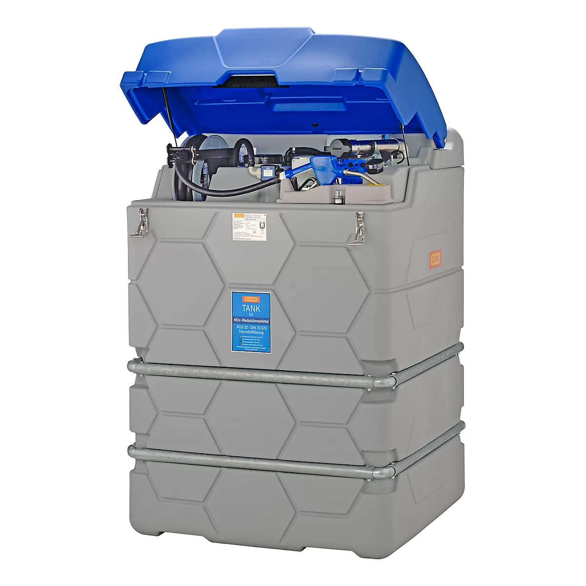 Réservoir à AdBlue CUBE, système complet, diff. tailles, 1500 L, protection antidébordement, pompe électrique de 230 V