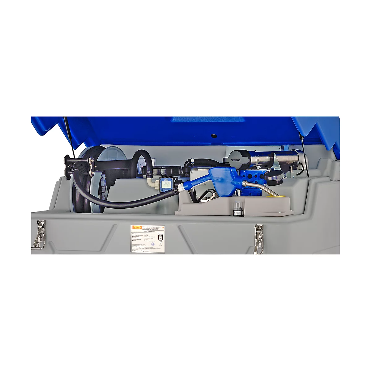Réservoir à AdBlue CUBE, système complet, diff. tailles, 1500 L, protection antidébordement, pompe électrique de 230 V