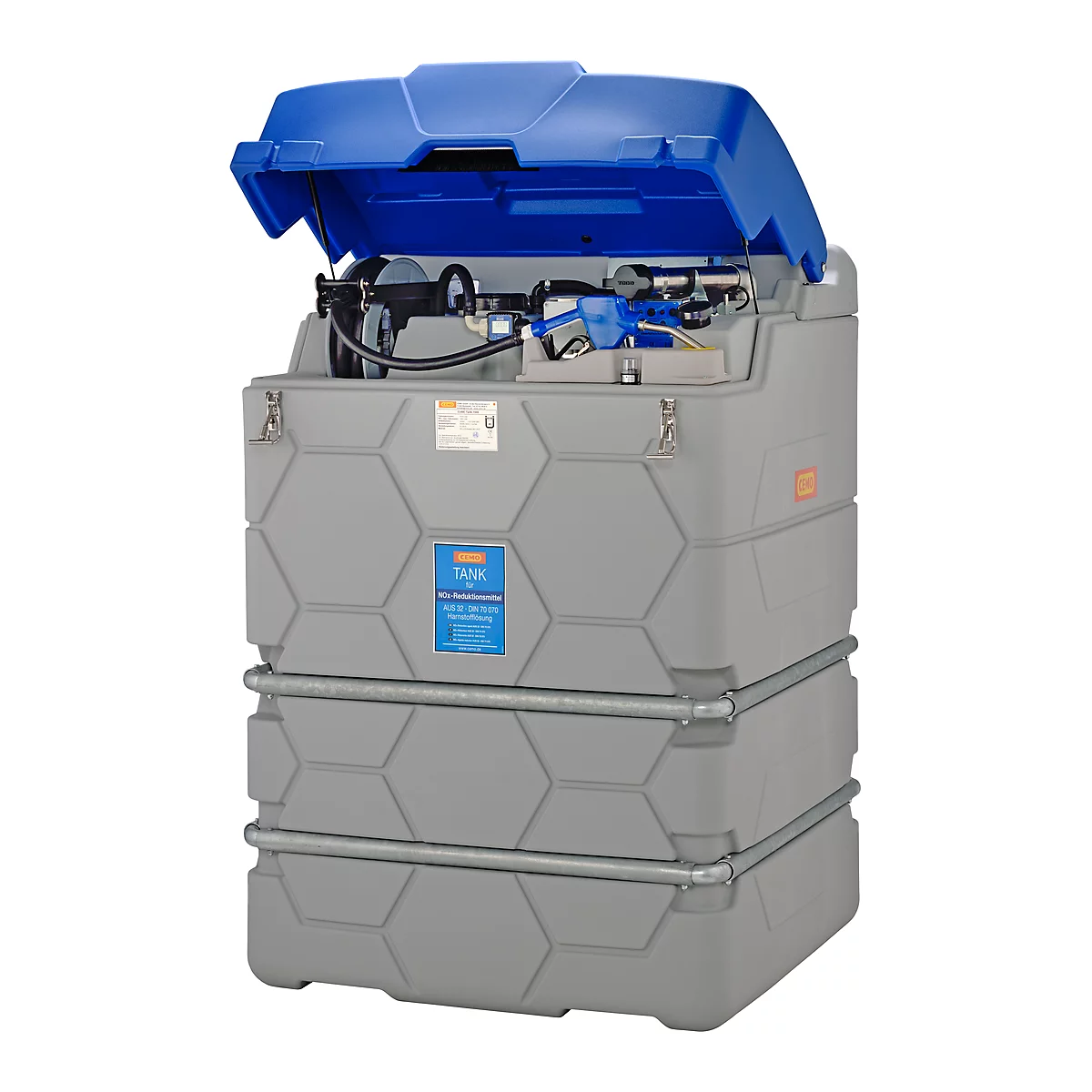 Réservoir à AdBlue CUBE, système complet, diff. tailles, 2500 L, protection antidébordement, pompe électrique de 230 V