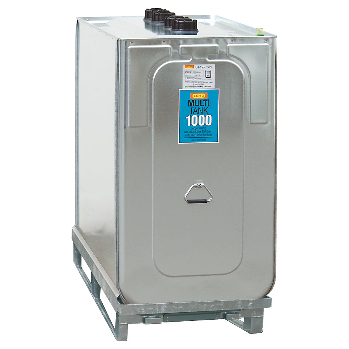 Réservoir de lubrifiant Multi-Tank, pour huile neuve et usagée, avec bac collecteur galvanisé, HDPE, capacité de 1000 l