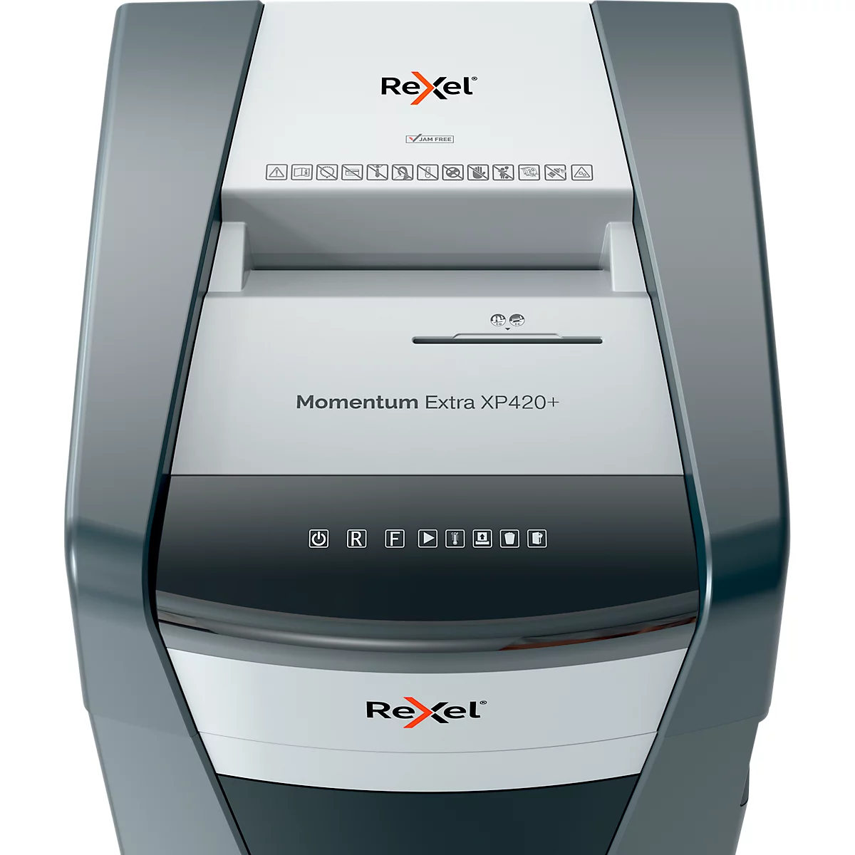 Rexel Momentum Extra XP420+ Aktenvernichter, mobil, P4, Partikelschnitt 4 x 35 mm, 60 l, 20 Blatt Schnittleistung, schwarz