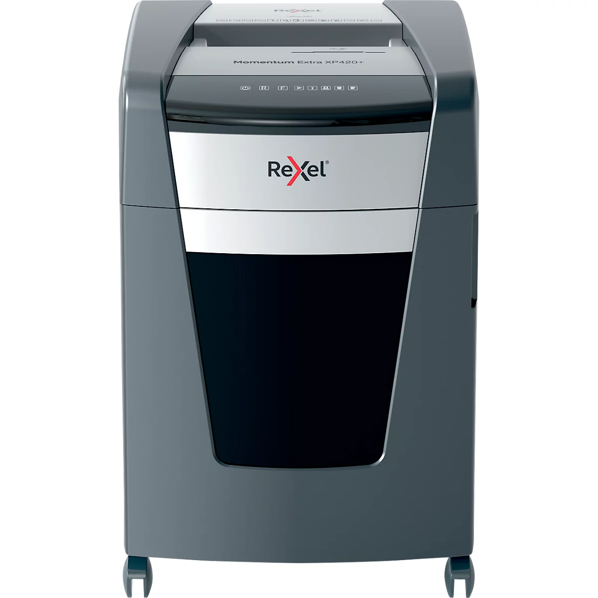 Rexel Momentum Extra XP420+ Aktenvernichter, mobil, P4, Partikelschnitt 4 x 35 mm, 60 l, 20 Blatt Schnittleistung, schwarz