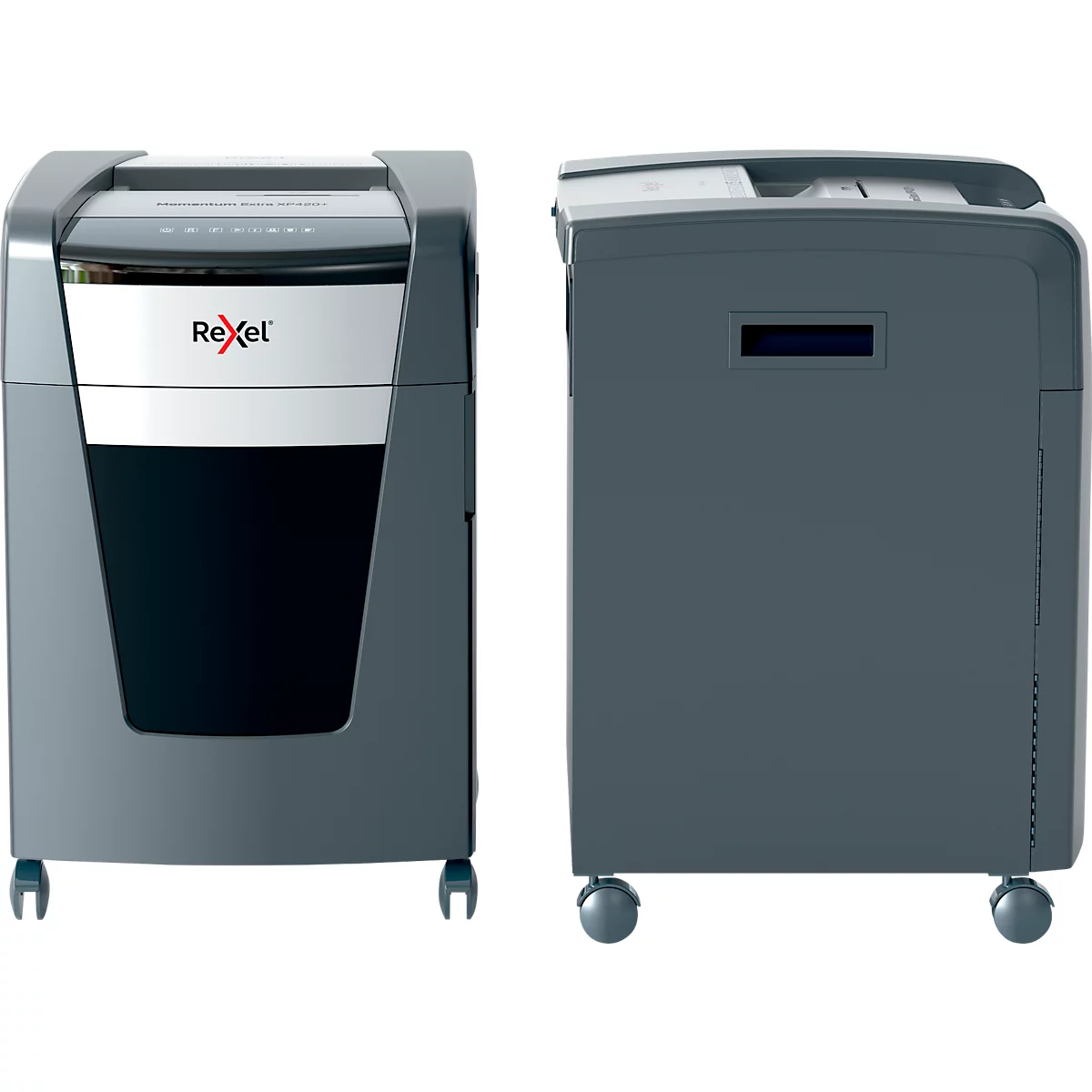 Rexel Momentum Extra XP420+ papiervernietiger, mobiel, P4, deeltjes snijden 4 x 35 mm, 60 l, 20 vel snijcapaciteit, zwart