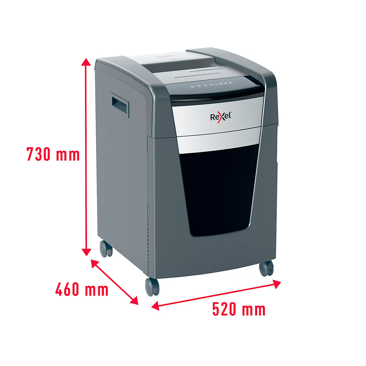 Rexel Momentum Extra XP420+ papiervernietiger, mobiel, P4, deeltjes snijden 4 x 35 mm, 60 l, 20 vel snijcapaciteit, zwart