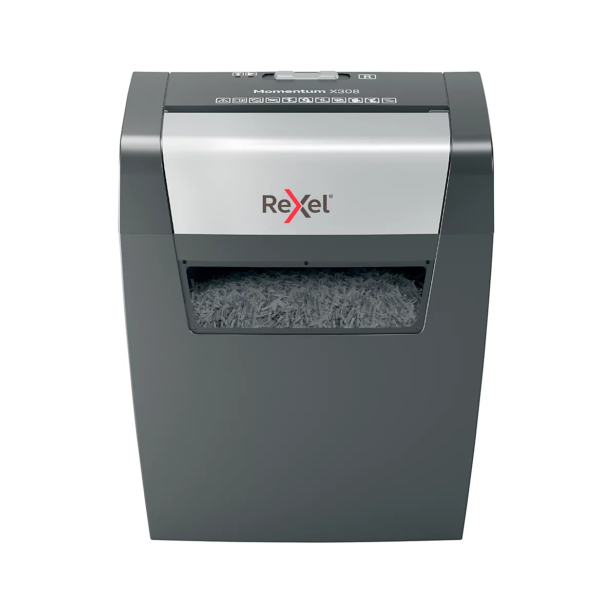 Rexel Momentum X308 Aktenvernichter P3, Partikelschnitt 5 x 42 mm, 15 l, 8 Blatt Schnittleistung, schwarz