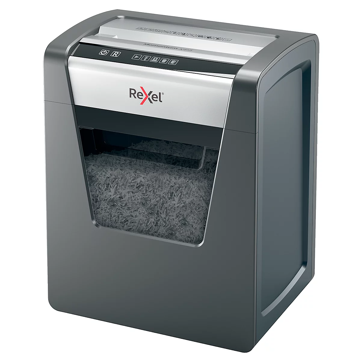Rexel Momentum X415 Aktenvernichter P4, Partikelschnitt 4 x 40 mm, 23 l, 15 Blatt Schnittleistung, Anti-Papierstau-Technologie, schwarz