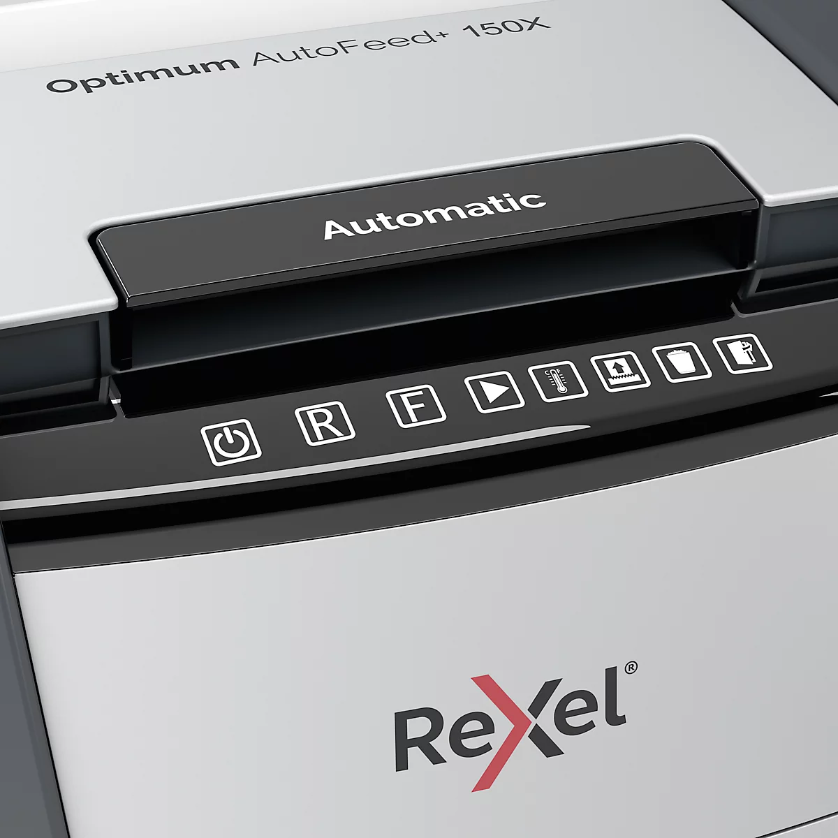 Rexel Optimum AutoFeed+ 150X Aktenvernichter P4, Vollautomatik, Partikelschnitt 4 x 28 mm, 44 l, 150 Blatt Schnittleistung, schwarz