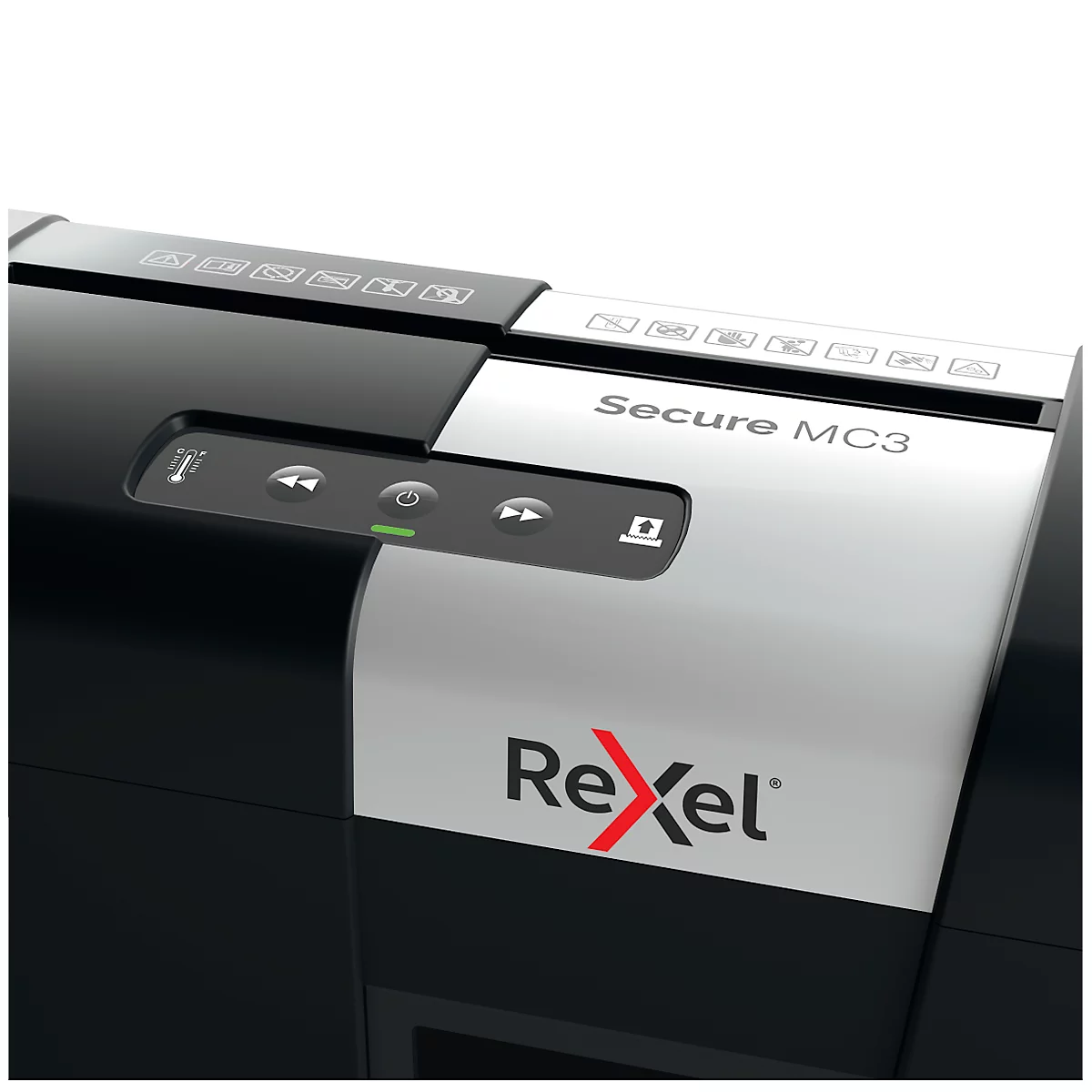 Rexel Secure MC3 Whisper-Shred™ Aktenvernichter P5, Mikroschnitt 2 x 15 mm, 10 l, 3 Blatt Schnittleistung, Anti-Papierstau-Technologie, schwarz