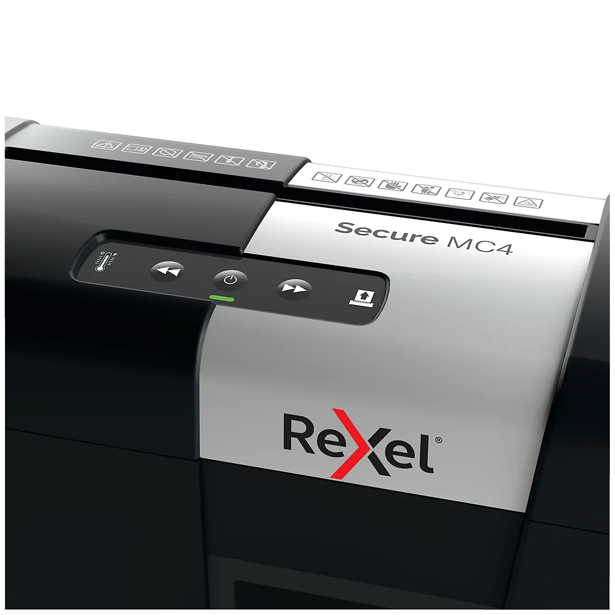 Rexel Secure MC4 Whisper-Shred™ Aktenvernichter P5, Mikroschnitt 2 x 15 mm, 14 l, 4 Blatt Schnittleistung, Anti-Papierstau-Technologie, schwarz