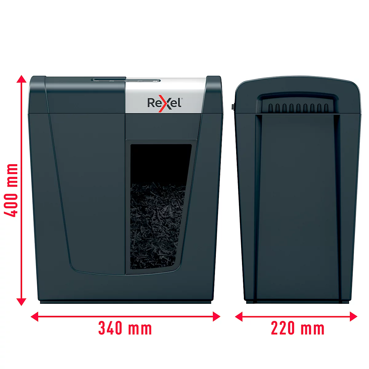 Rexel Secure MC6 Whisper-Shred™ Aktenvernichter P5, Mikroschnitt 2 x 15 mm, 18 l, 6 Blatt Schnittleistung, Anti-Papierstau-Technologie, schwarz