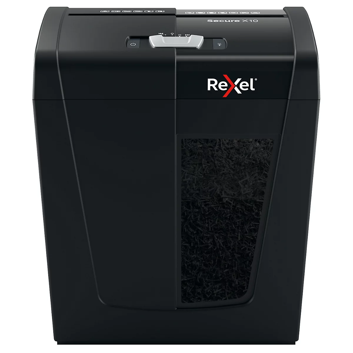 Rexel Secure X10 Aktenvernichter P4, Partikelschnitt 4 x 40 mm, 18 l, 10 Blatt Schnittleistung, Anti-Papierstau-Technologie, schwarz