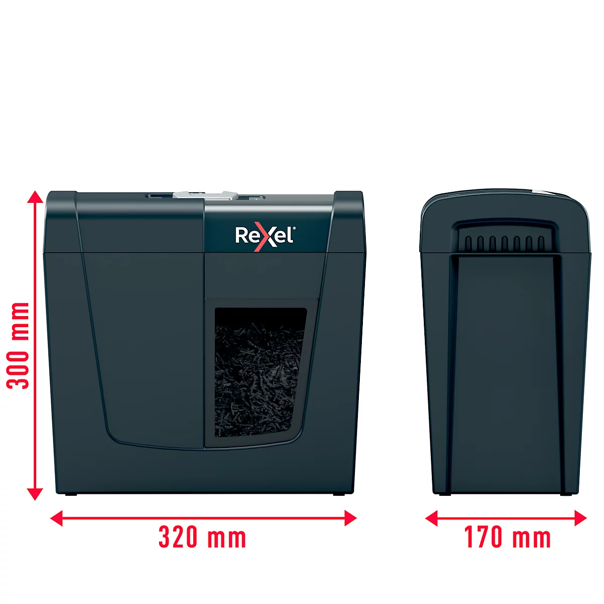 Rexel Secure X6 Aktenvernichter P4, Partikelschnitt 4 x 40 mm, 10 l, 6 Blatt Schnittleistung, Anti-Papierstau-Technologie, schwarz