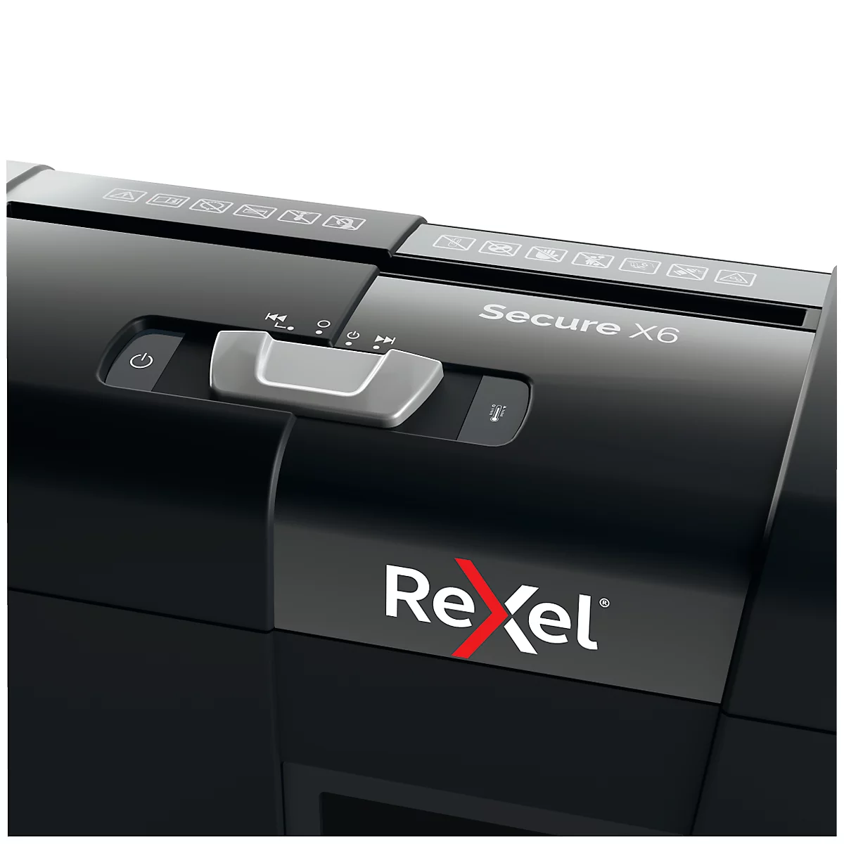 Rexel Secure X6 Aktenvernichter P4, Partikelschnitt 4 x 40 mm, 10 l, 6 Blatt Schnittleistung, Anti-Papierstau-Technologie, schwarz