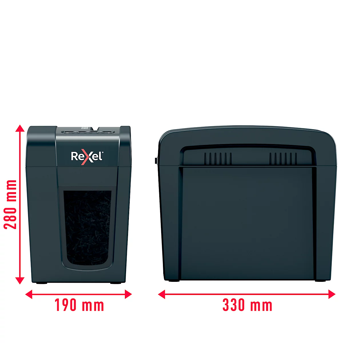 Rexel Secure X6-SL Slimline Whisper-Shred™ Aktenvernichter P4, Partikelschnitt 4 x 40 mm, 10 l, 6 Blatt Schnittleistung, schwarz