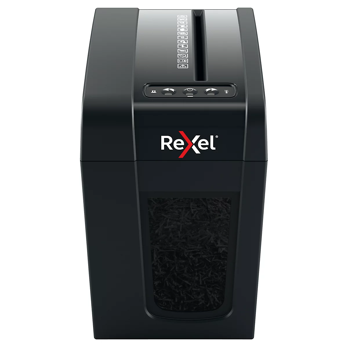 Rexel Secure X6-SL Slimline Whisper-Shred™ Aktenvernichter P4, Partikelschnitt 4 x 40 mm, 10 l, 6 Blatt Schnittleistung, schwarz
