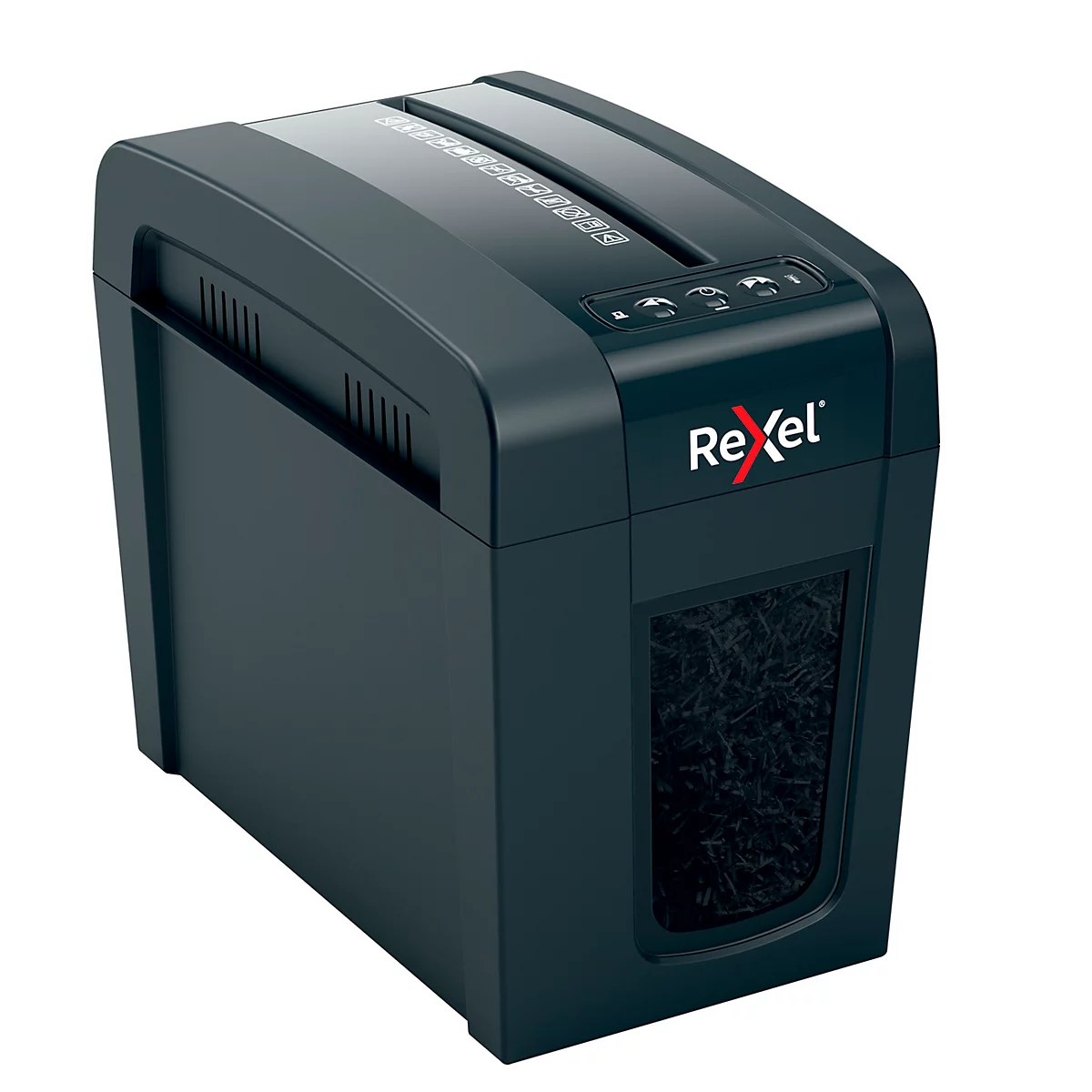 Rexel Secure X6-SL Slimline Whisper-Shred™ papiervernietiger P4, snippersnede 4 x 40 mm, 10 l, 6 vel snijcapaciteit, zwart