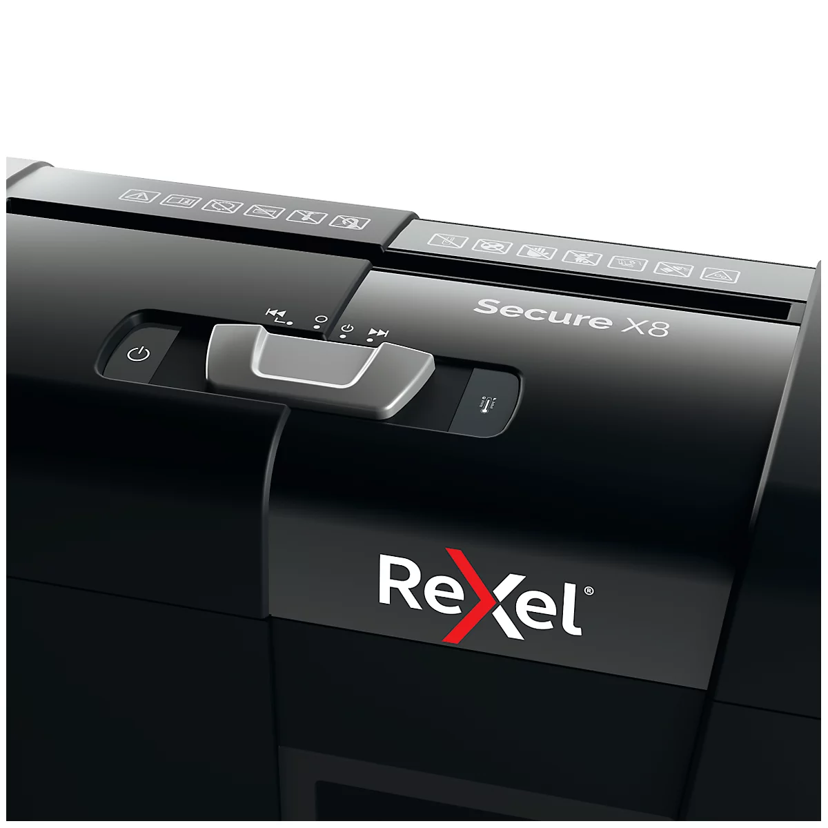 Rexel Secure X8 Aktenvernichter P4, Partikelschnitt 4 x 40 mm, 14 l, 8 Blatt Schnittleistung, Anti-Papierstau-Technologie, schwarz