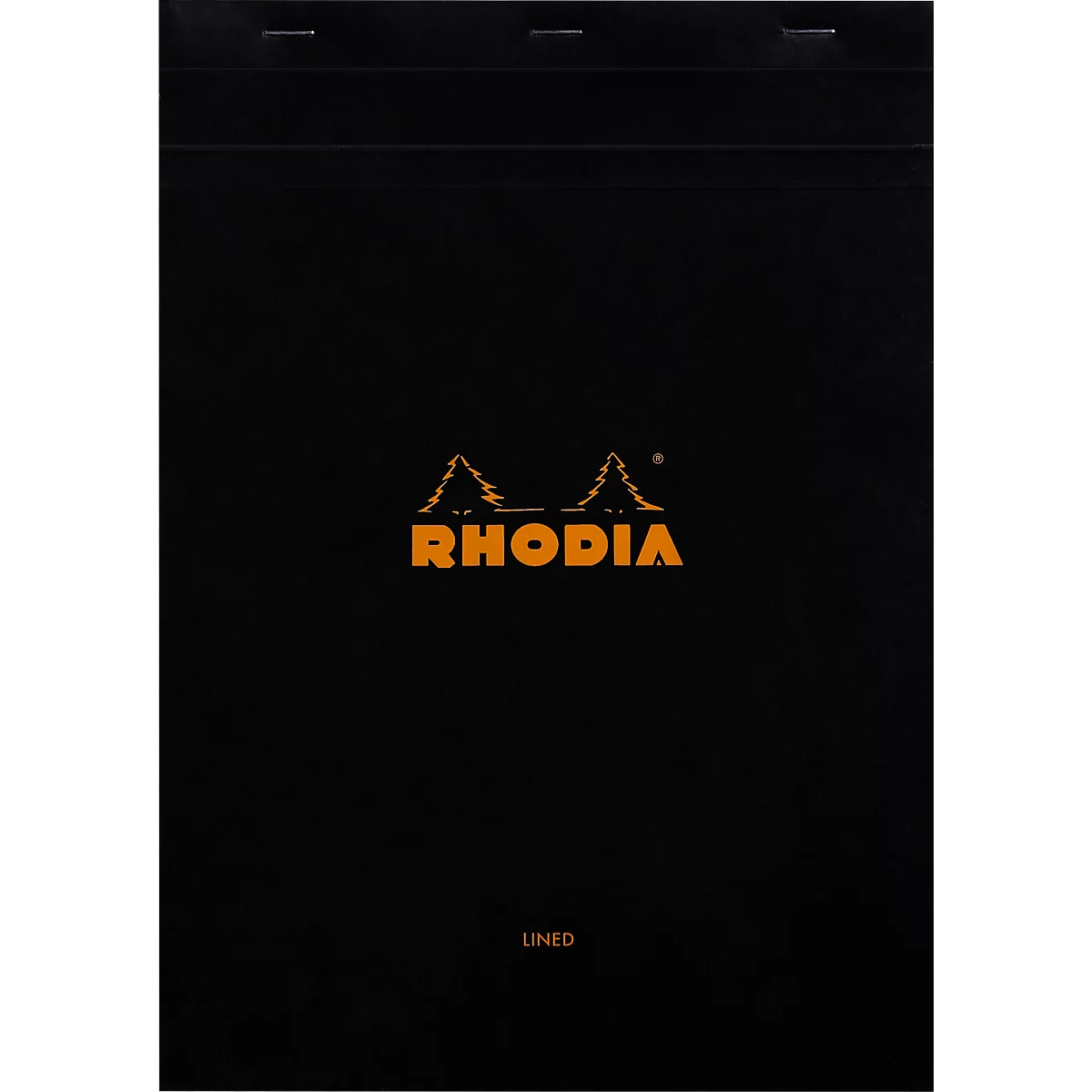 Rhodia Block No.18, 80 feuilles, DIN A4, 80 g/m², couverture cartonnée, agrafé, papier velin, certifié PEFC®, ligné, avec marge, noir
