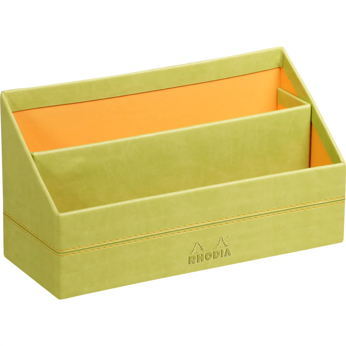 Rhodia Briefhalter, 2 Fächer, mit Trennwand, Kunstleder, 250 x 100 x 140 mm, anisgrün
