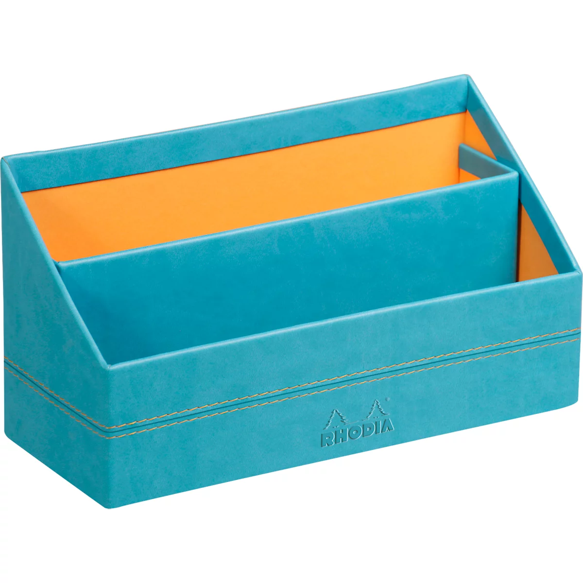Rhodia Briefhalter, 2 Fächer, mit Trennwand, Kunstleder, 250 x 100 x 140 mm, türkis