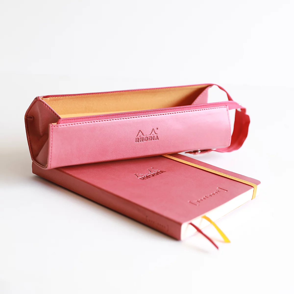 Rhodia Hartschalenmäppchen, Kunstleder, Innenfutter, flache Öffnung, mit Henkel, 230 x 50 x 50 mm, orange