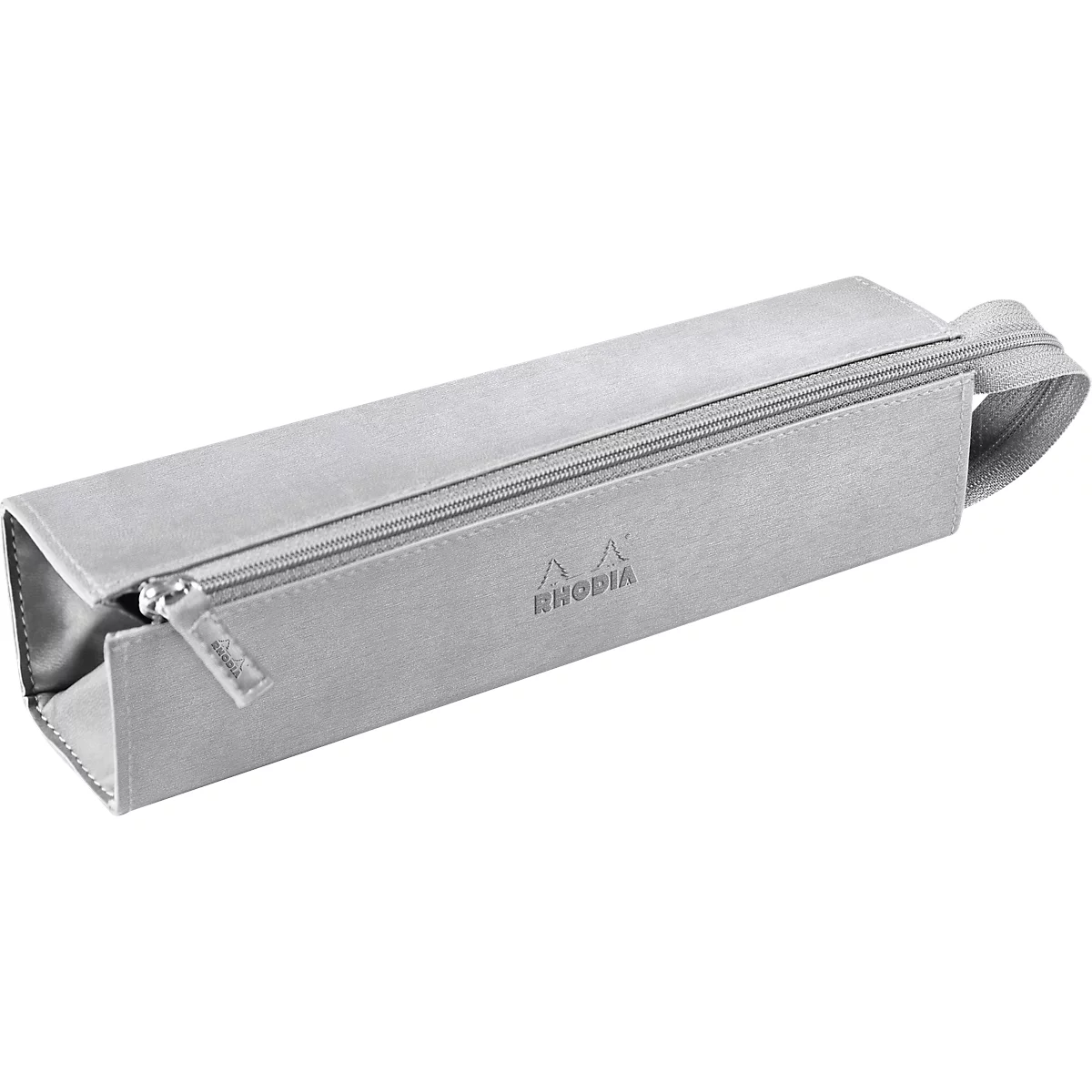 Rhodia Hartschalenmäppchen, Kunstleder, Innenfutter, flache Öffnung, mit Henkel, 230 x 50 x 50 mm, silber