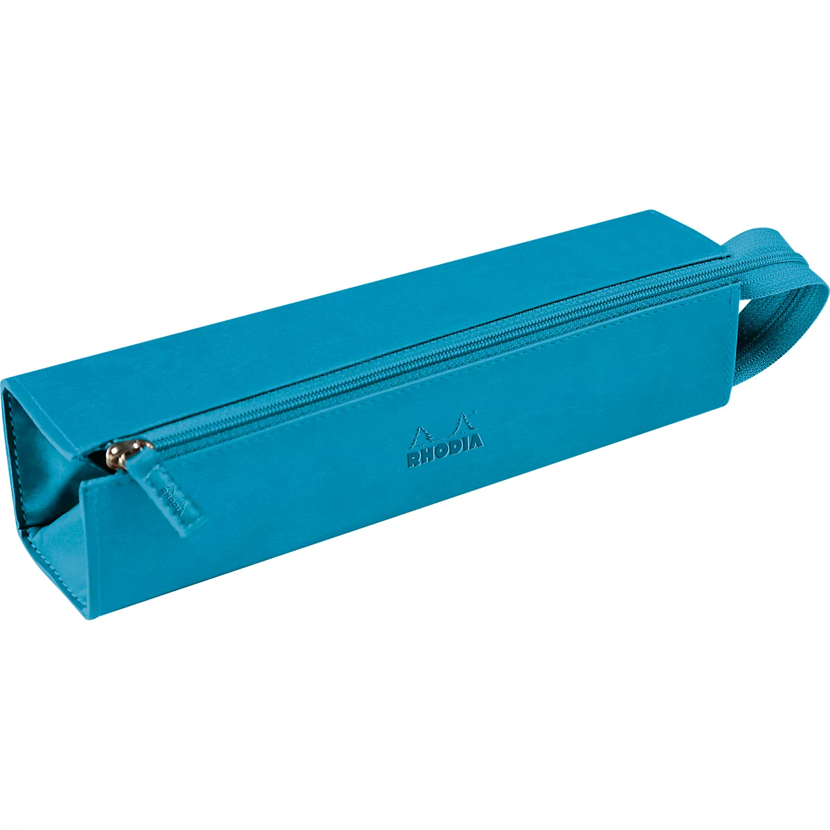 Rhodia Hartschalenmäppchen, Kunstleder, Innenfutter, flache Öffnung, mit Henkel, 230 x 50 x 50 mm, türkis