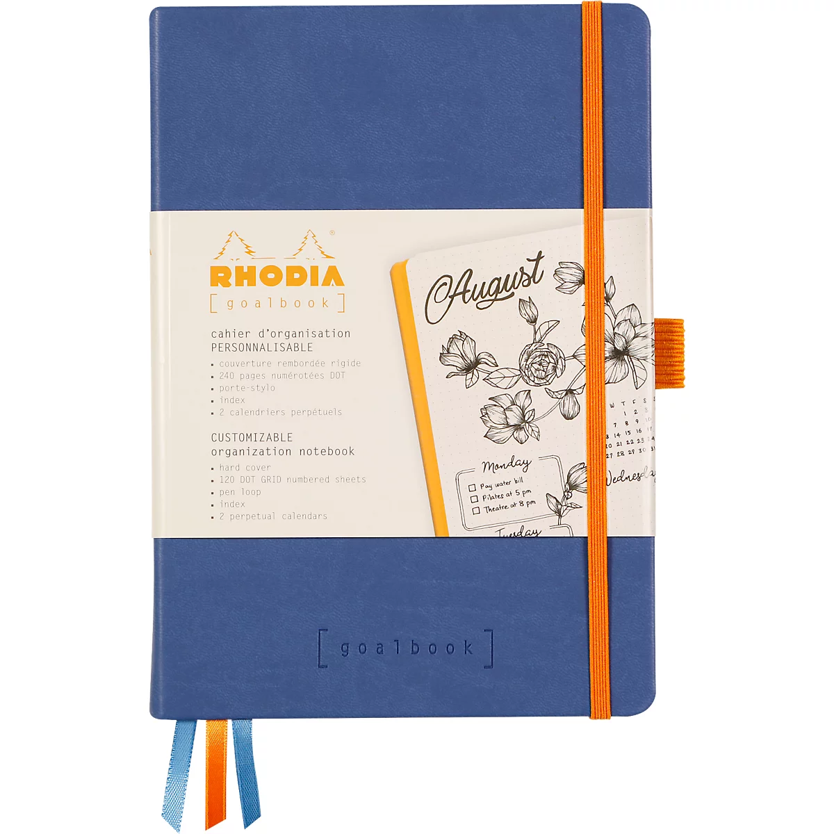 Rhodia Notizbuch Goalbook, 120 Blatt, DIN A5, 90 g/m², Hardcover, gepunktet, blau