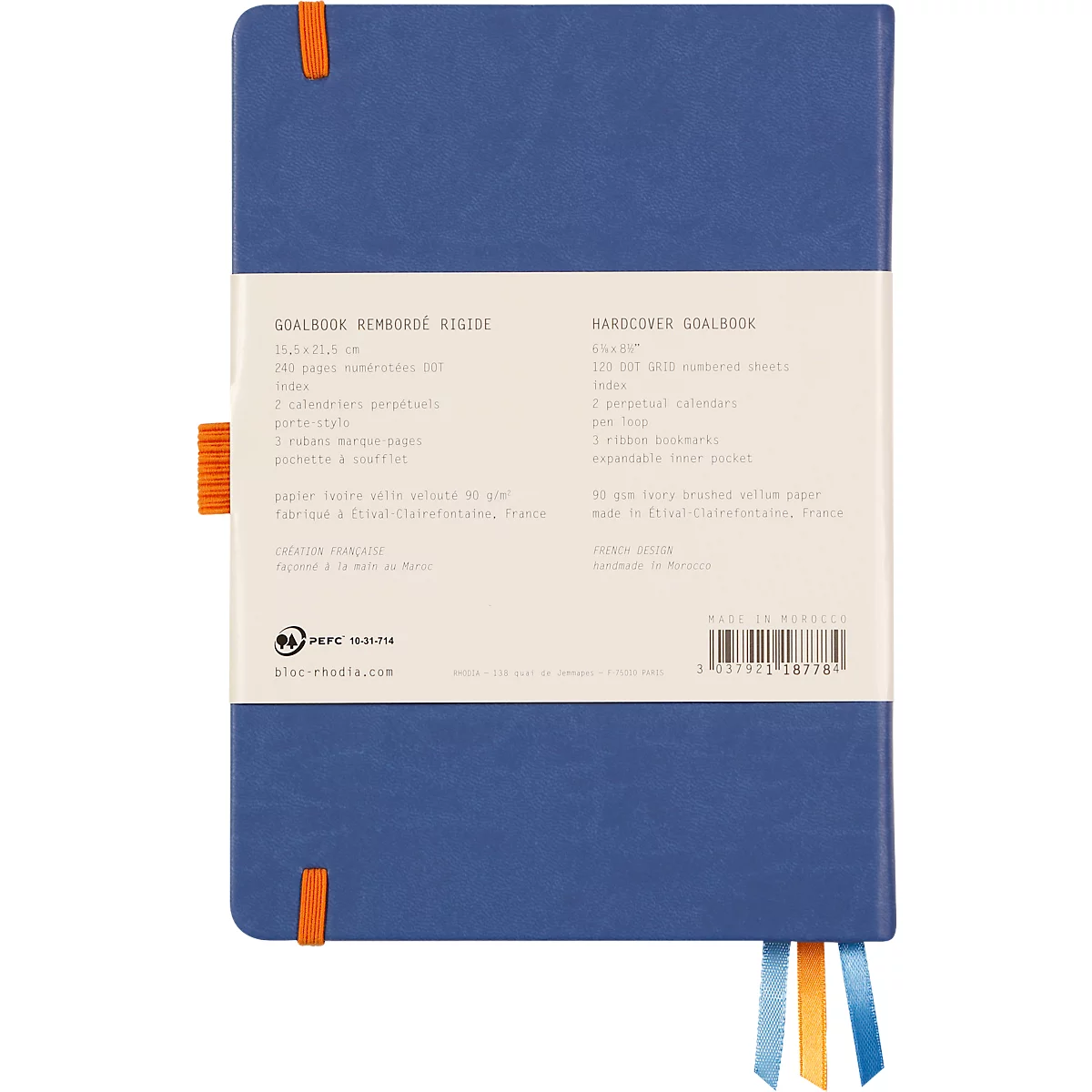 Rhodia Notizbuch Goalbook, 120 Blatt, DIN A5, 90 g/m², Hardcover, gepunktet, blau