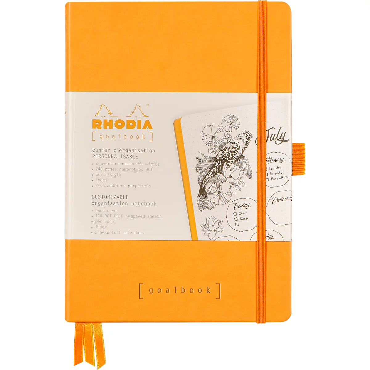 Rhodia Notizbuch Goalbook, 120 Blatt, DIN A5, 90 g/m², Hardcover, gepunktet, orange