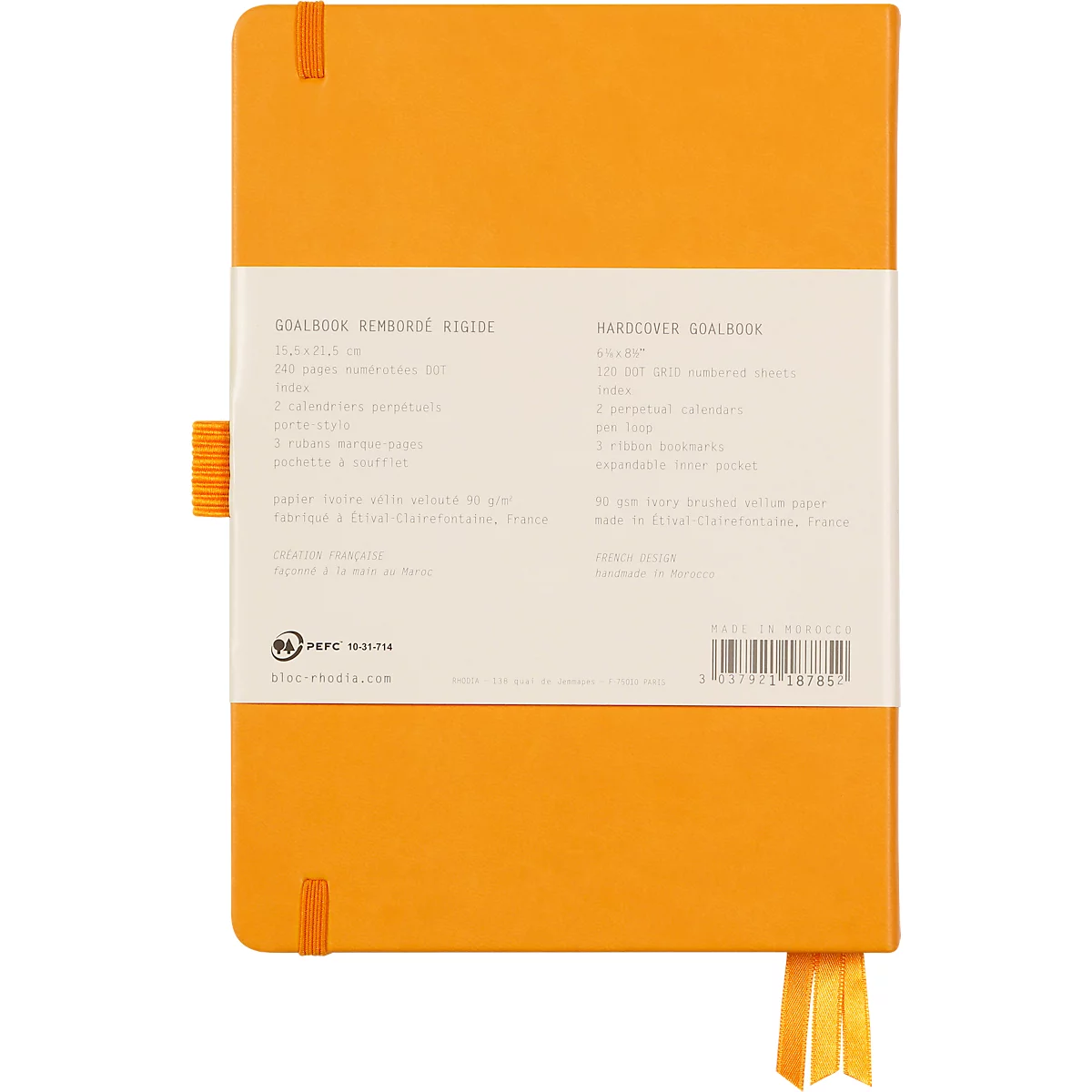 Rhodia Notizbuch Goalbook, 120 Blatt, DIN A5, 90 g/m², Hardcover, gepunktet, orange