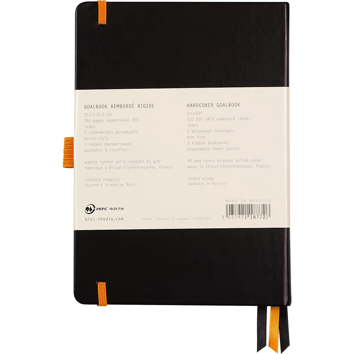 Rhodia Notizbuch Goalbook, 120 Blatt, DIN A5, 90 g/m², Hardcover, gepunktet, schwarz