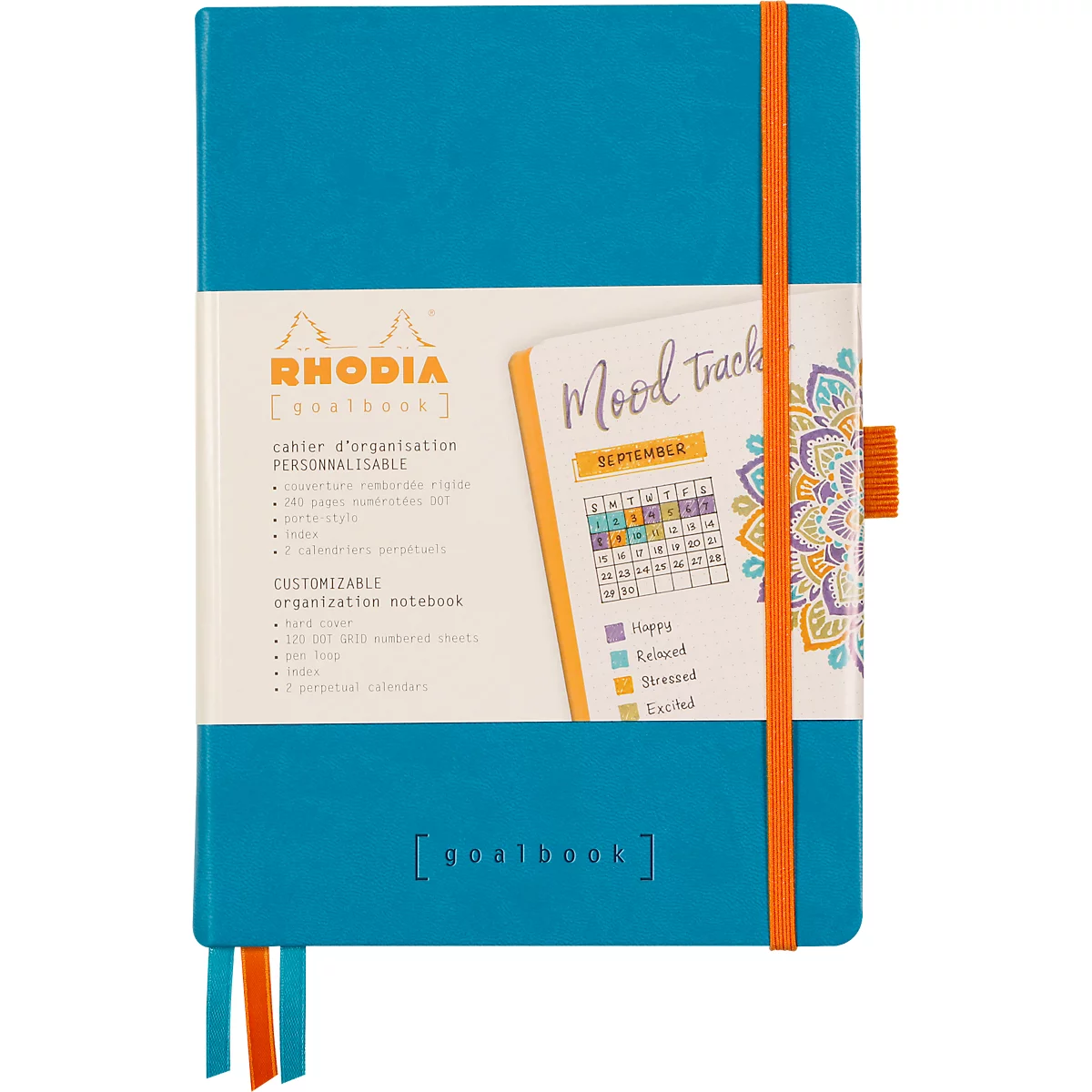 Rhodia Notizbuch Goalbook, 120 Blatt, DIN A5, 90 g/m², Hardcover, gepunktet, türkis