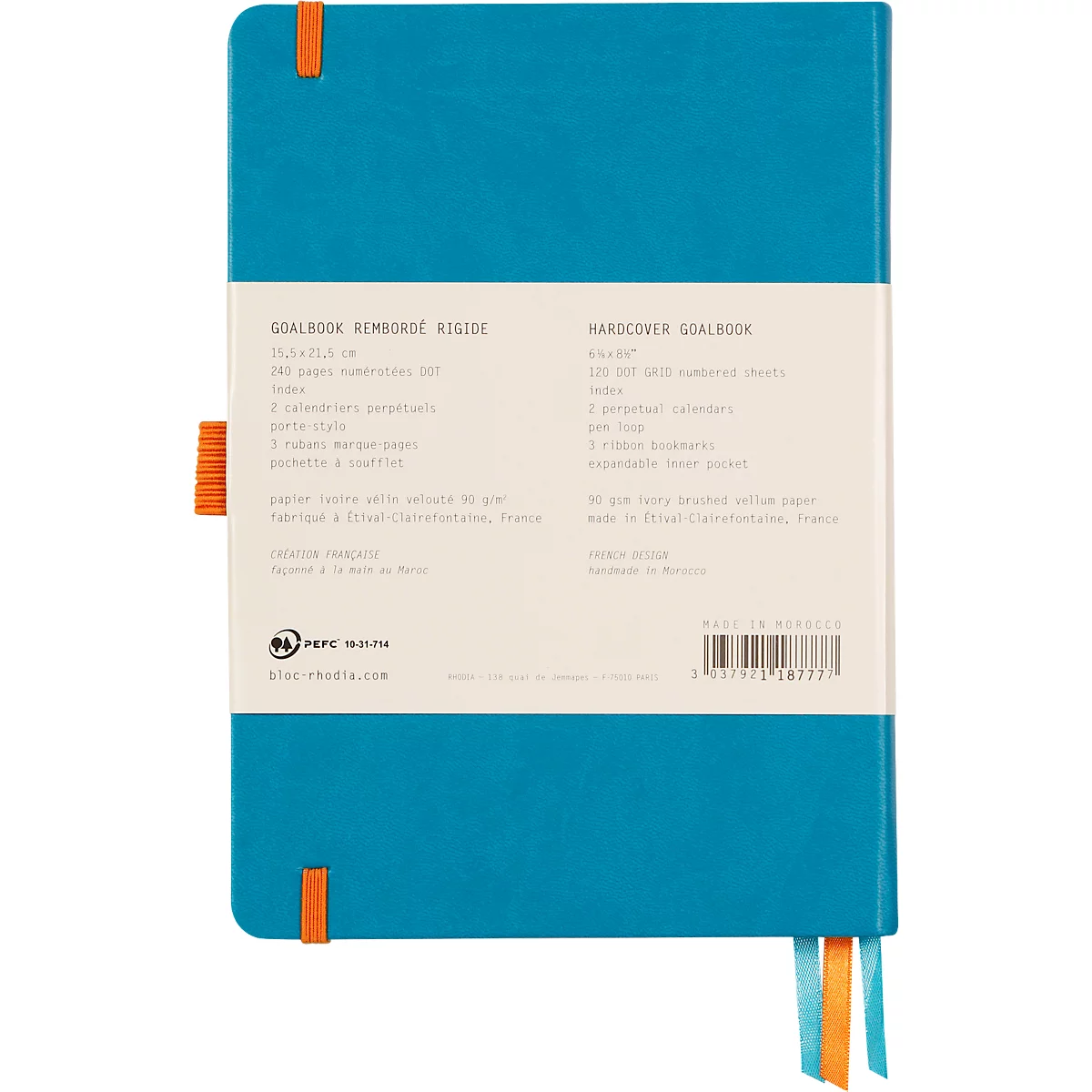 Rhodia Notizbuch Goalbook, 120 Blatt, DIN A5, 90 g/m², Hardcover, gepunktet, türkis