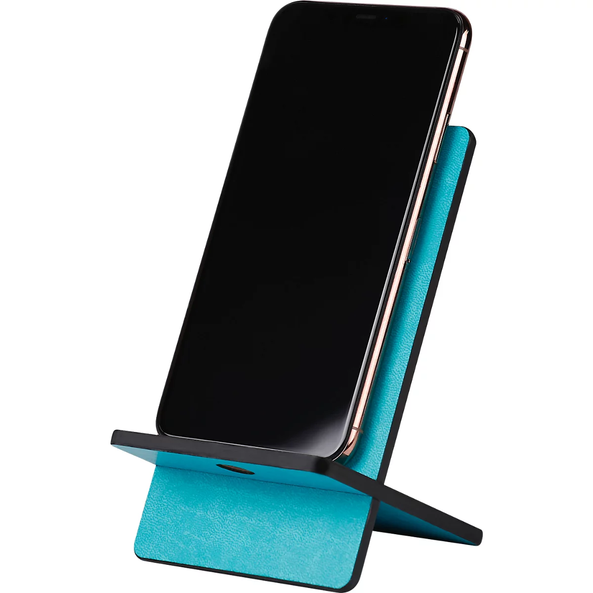 Rhodiarama support de téléphone, support pour smartphone, similicuir, en 2 parties, avec passage de câble, turquoise