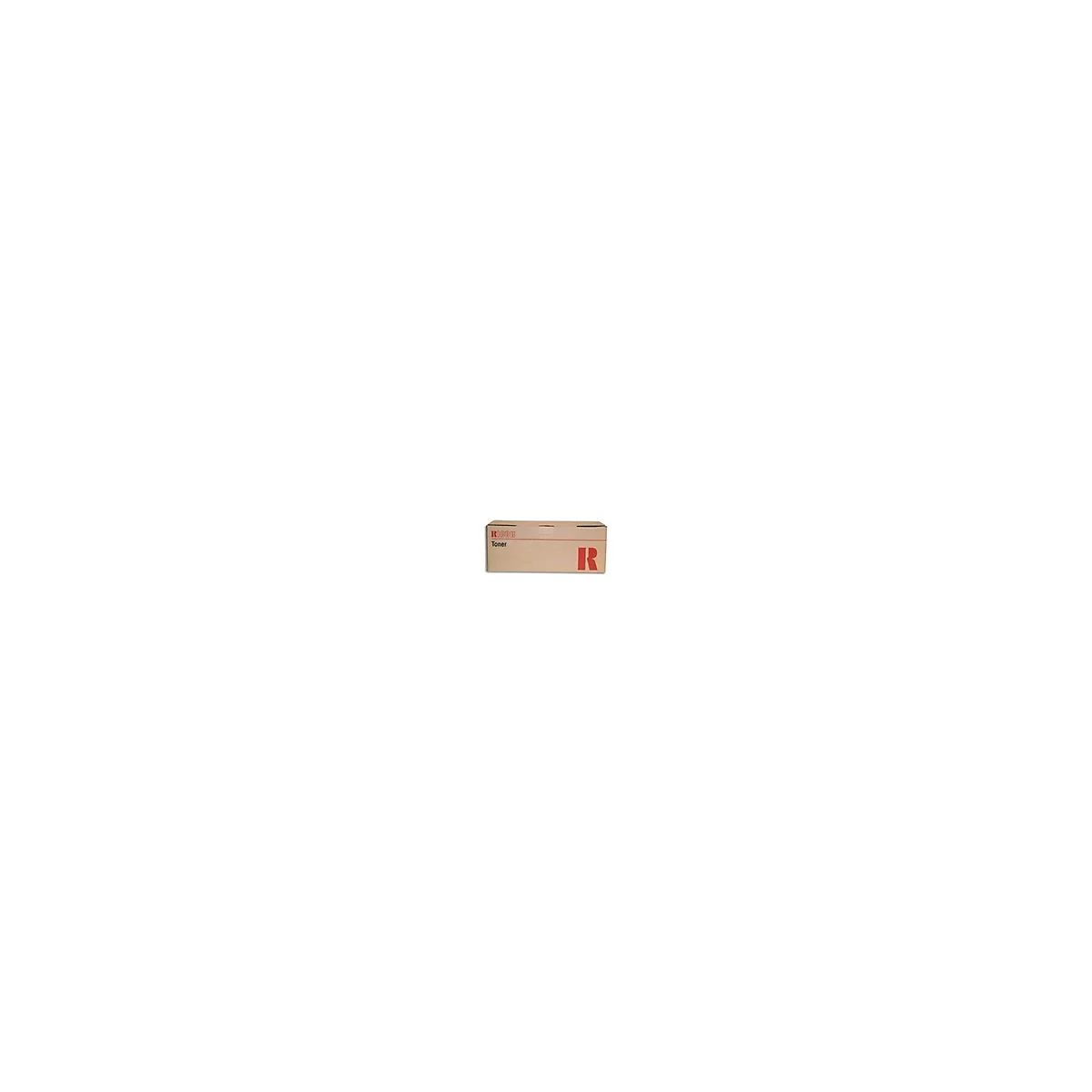 Beige Kartonverpackung mit rotem Ricoh-Logo und der Aufschrift "Toner".