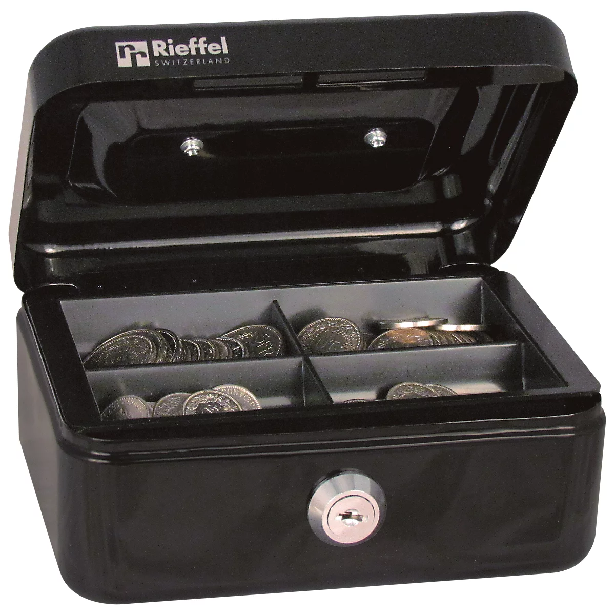 Rieffel Geldkassette VT-GK 1, Zylinderschloss, Stahlblech, B 153 x T 120 x H 70 mm, schwarz