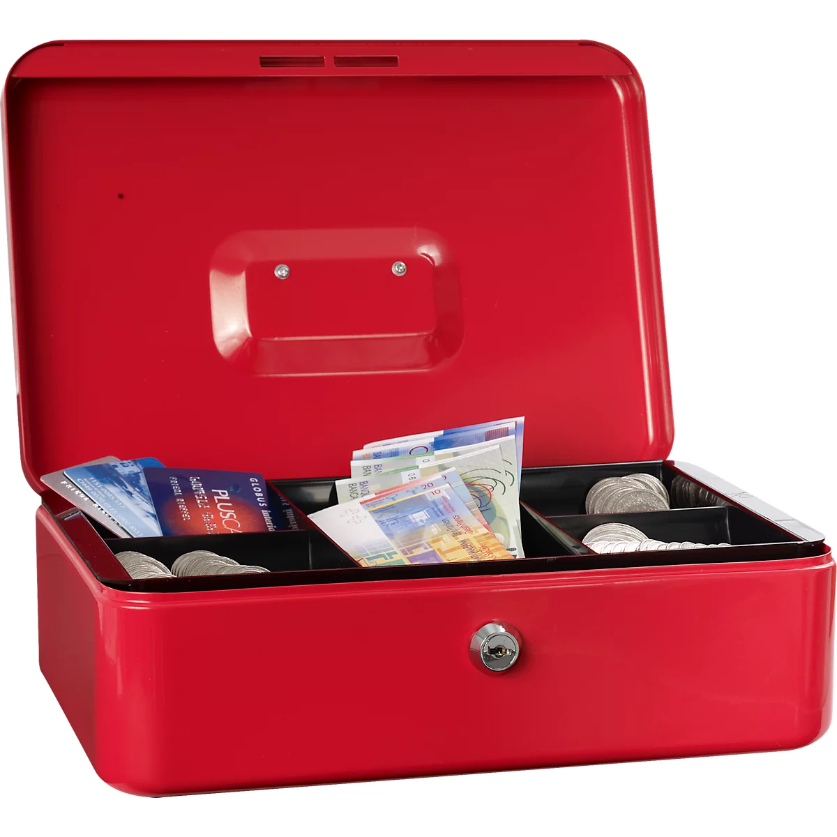 Rieffel Geldkassette VT-GK 4, Zylinderschloss, Stahlblech, B 300 x T 217 x H 100 mm, rot