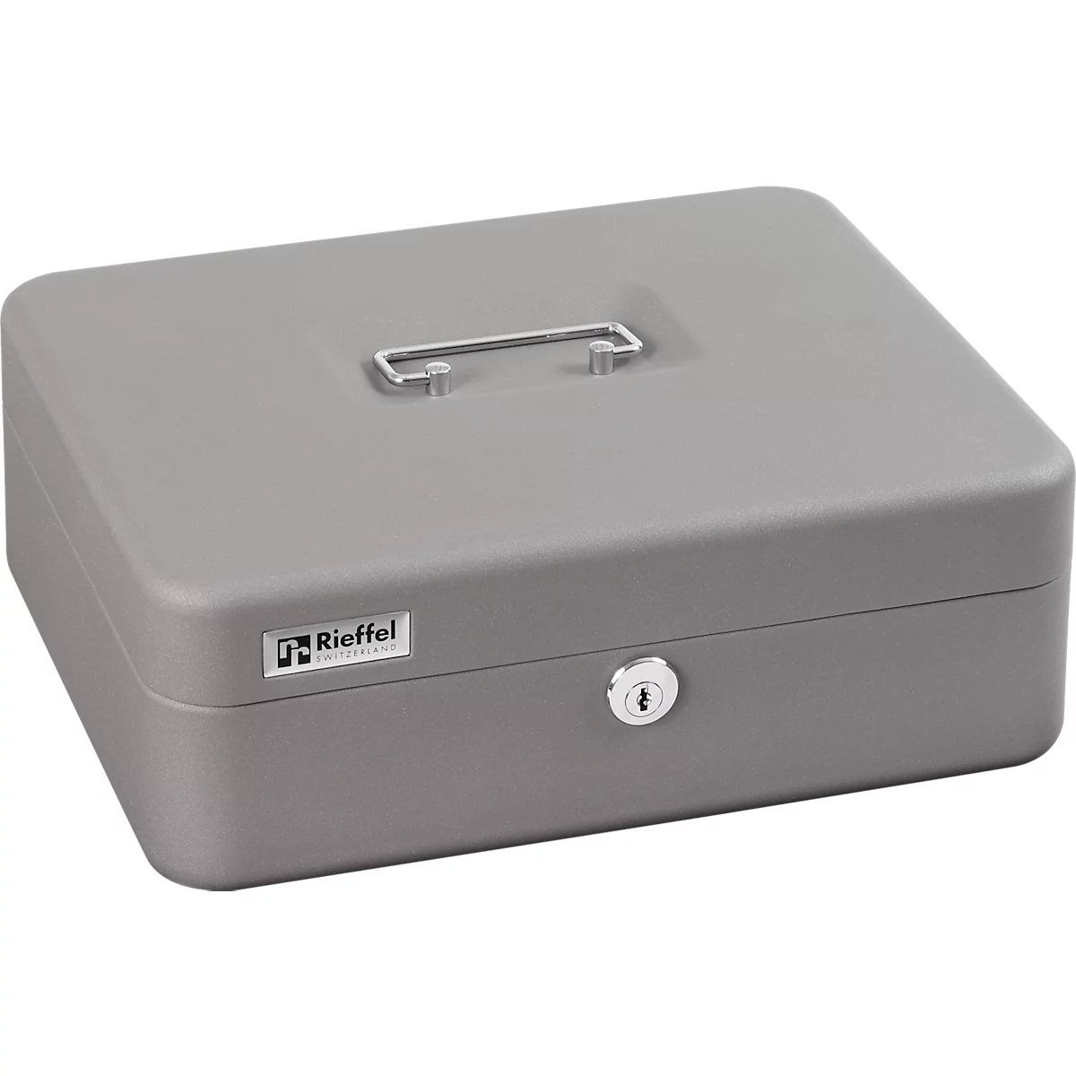 Rieffel Moneta Basic Geldkassette, Zylinderschloss, Stahlblech, B 300 x T 242 x H 106 mm, silbergrau