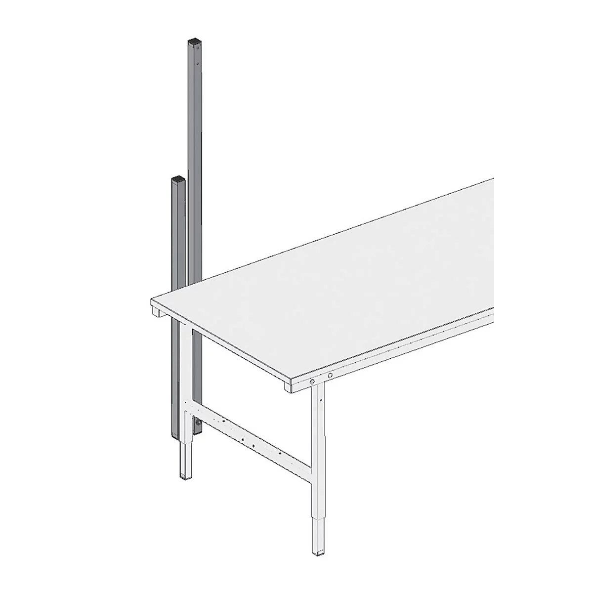 Riel de fijación para mesa de embalaje y trabajo Rocholz System 2000, 2 piezas, altura sobre la mesa 485 mm, gris claro