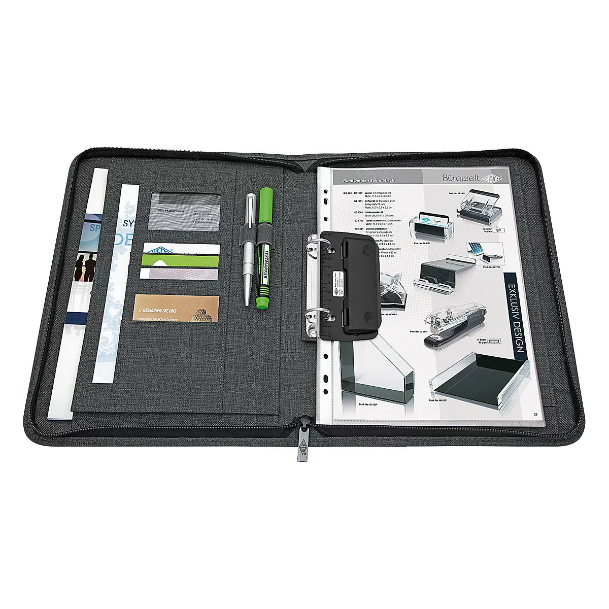 Ringbuchmappe WEDO College, A4, Polyester, herausnehmbare 2-Ringmechanik (Ø 30 mm), mit Reißverschluss