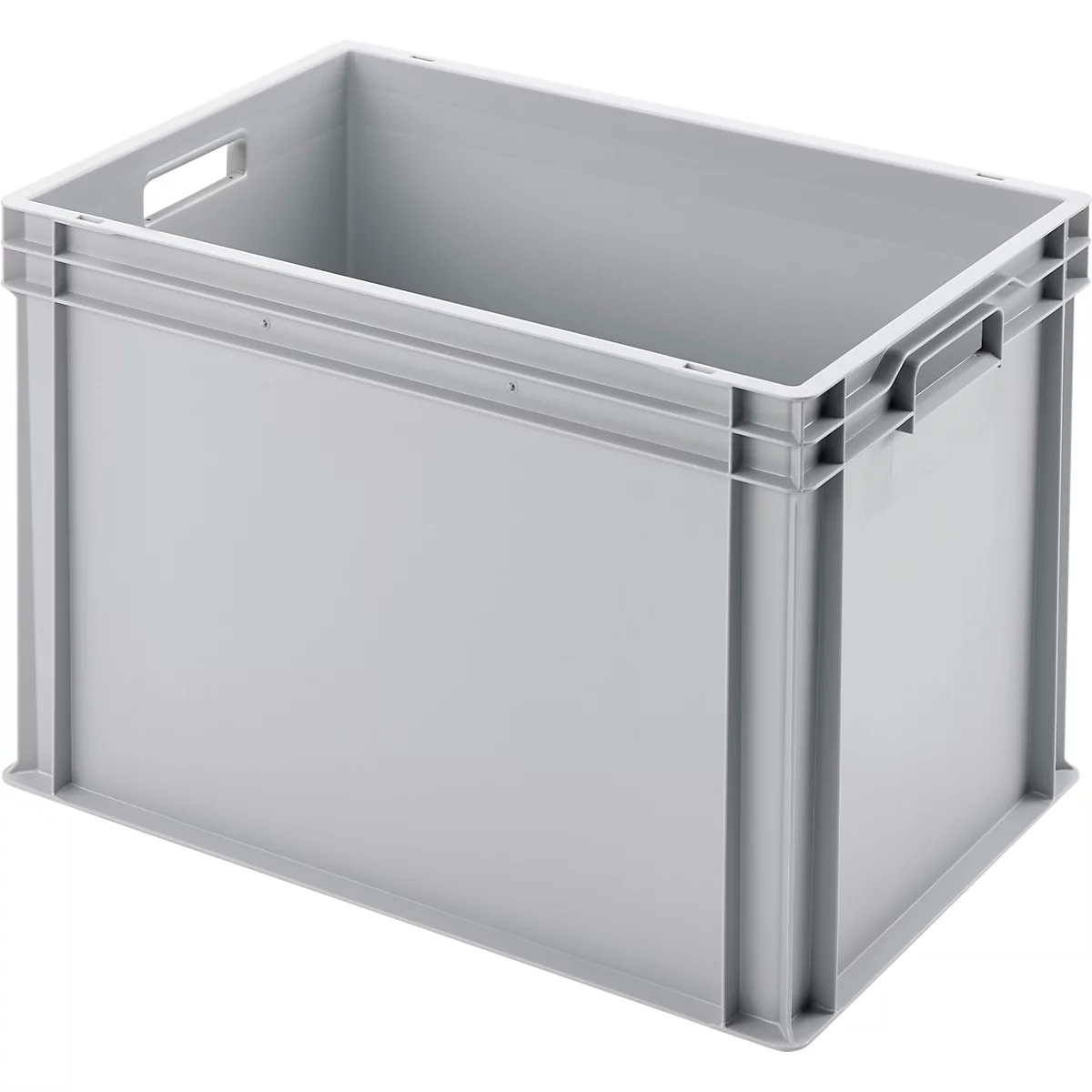 Ringoplast Kunststoffkasten UNISTA L420, PP, verstärkter Boden, stapelbar, B 600 x T 400 x H 420 mm, hellgrau, mit Durchfassgriffen