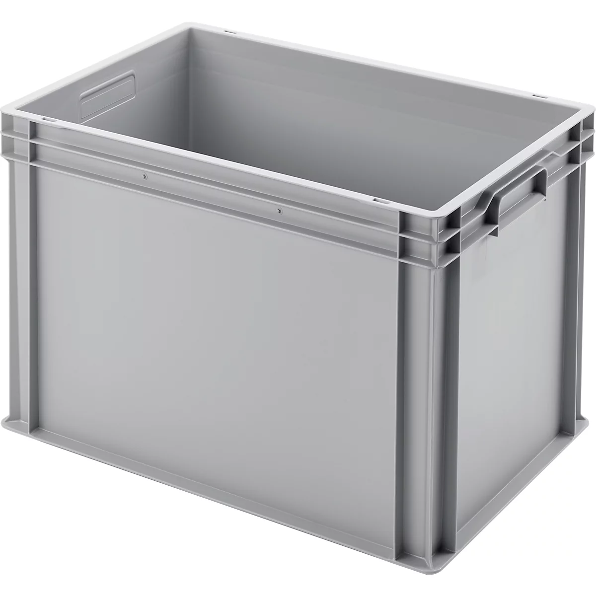 Ringoplast Kunststoffkasten UNISTA L420, PP, verstärkter Boden, stapelbar, B 600 x T 400 x H 420 mm, hellgrau, mit Unterfassgriffen