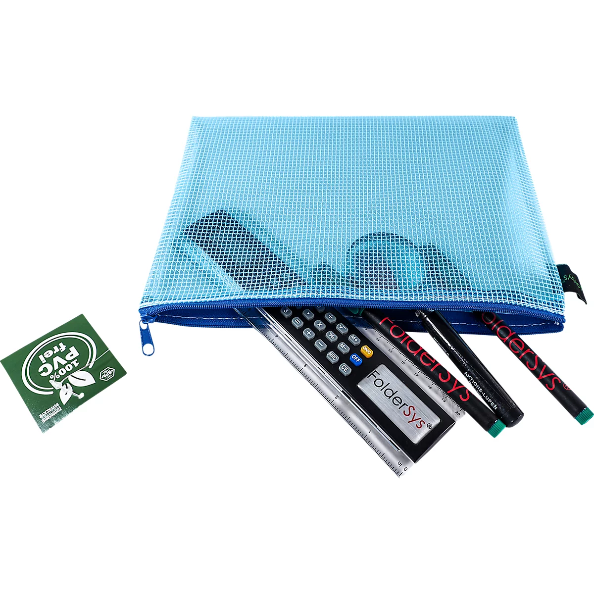 Ritssluiting FolderSys, A5, dikte 0,20 mm, B 254 x H 200 mm, PVC-vrije folie, blauw-transparant