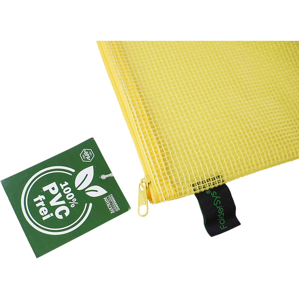 Ritssluiting FolderSys, dikte 0,20 mm, A5, B 254 x H 200 mm, PVC-vrije folie, geel-transparant