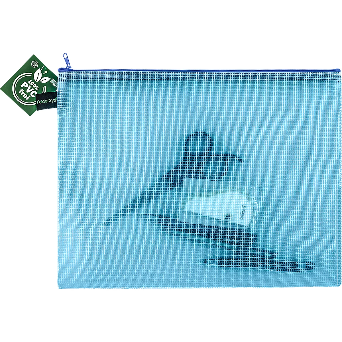 Ritszak FolderSys, A4, dikte 0,20 mm, B 357 x H 272 mm, PVC-vrije folie, blauw-transparant