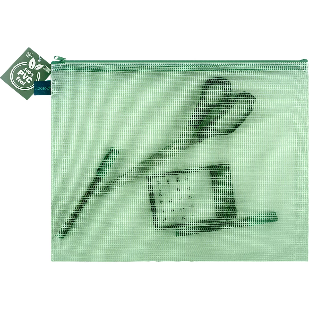 Ritszak FolderSys, A4, dikte 0,20 mm, B 357 x H 272 mm, PVC-vrije folie, groen-transparant