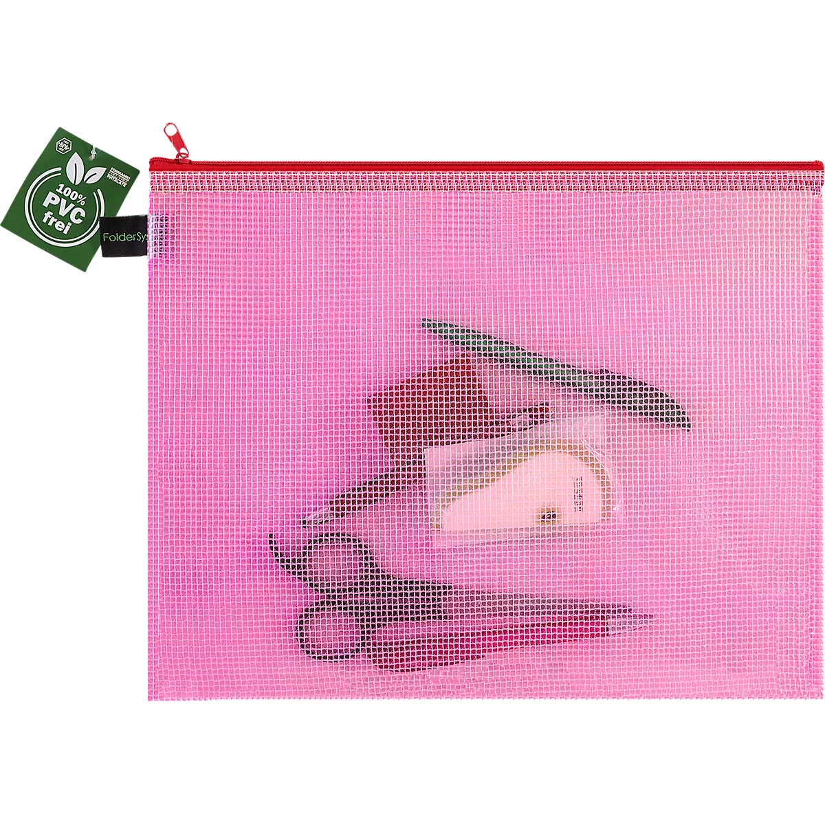 Ritszak FolderSys, A4, dikte 0,20 mm, B 357 x H 272 mm, PVC-vrije folie, rood-transparant
