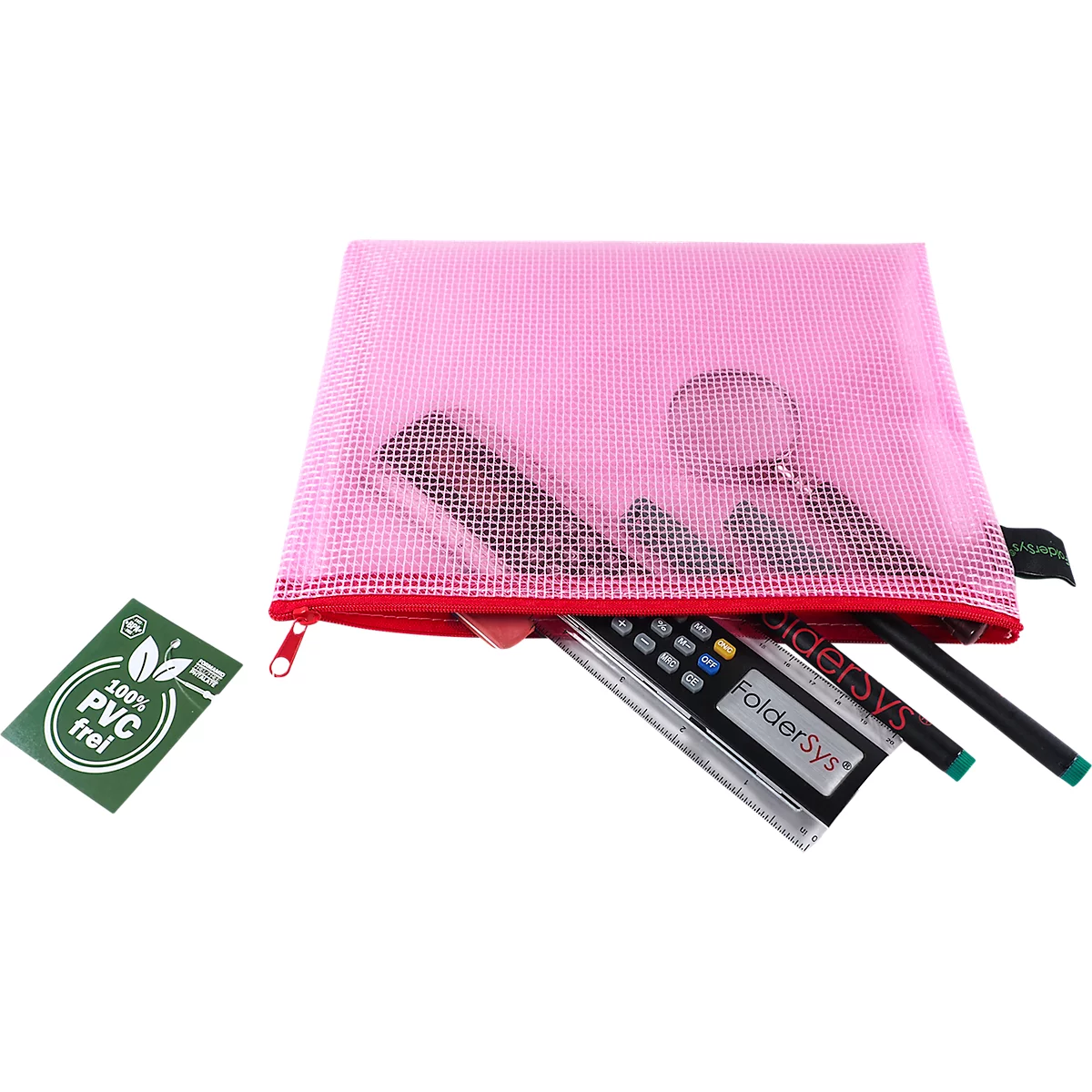 Ritszak FolderSys, A5, dikte 0,20 mm, B 254 x H 200 mm, PVC-vrije folie, rood-transparant